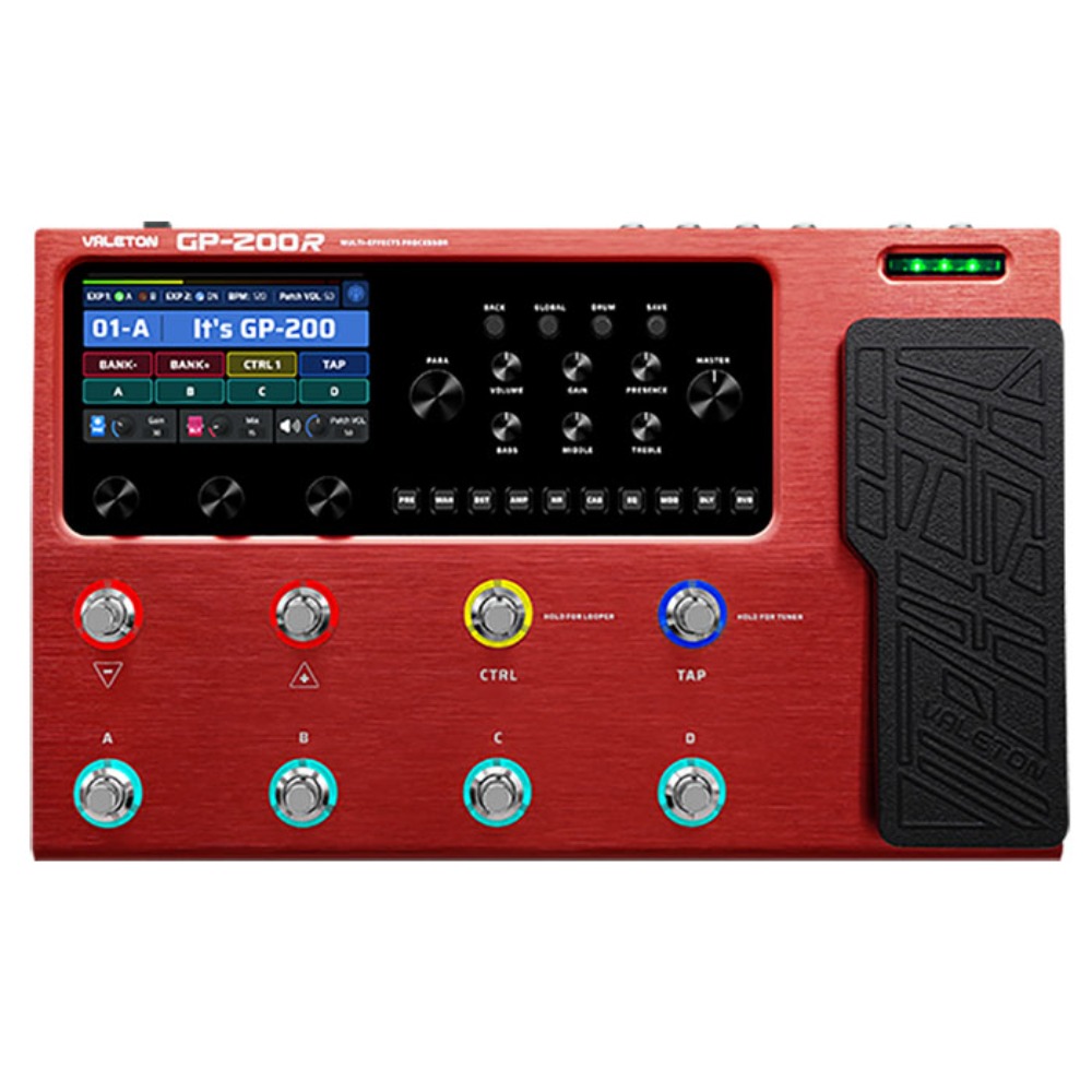 베일톤 GP200R 기타 멀티이펙터 빨간색 Valeton GP-200R Guitar Multi Effects Processor RED 아답터포함,정식수입품
